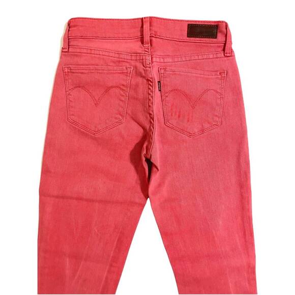 NEW LEVI'S women's demi curve low rise skinny denim jeans in coral red - Picture 5 of 5